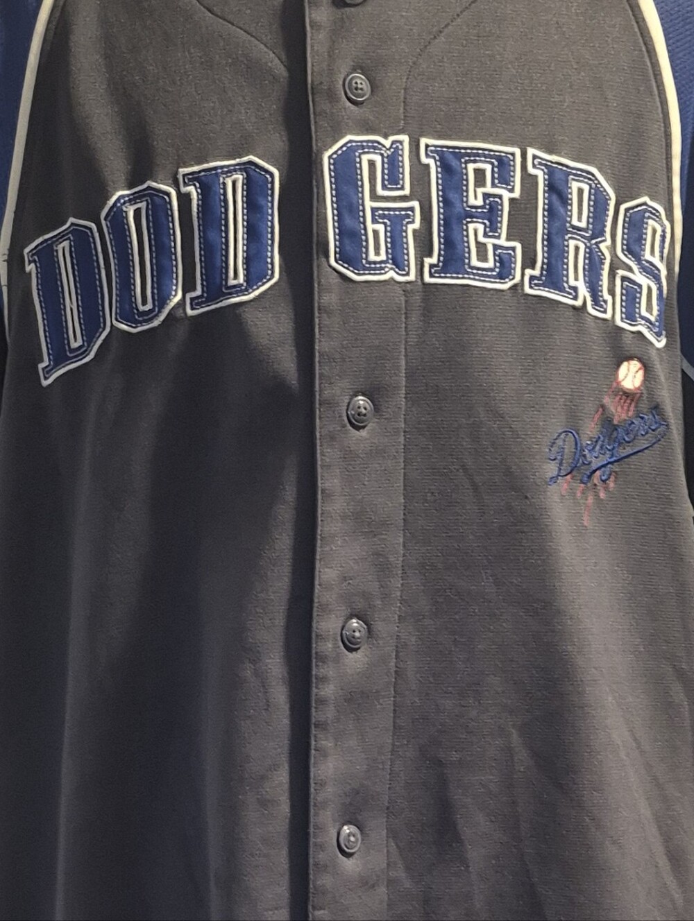 Dodgers Grey Button-Up Baseball Jersey -XL